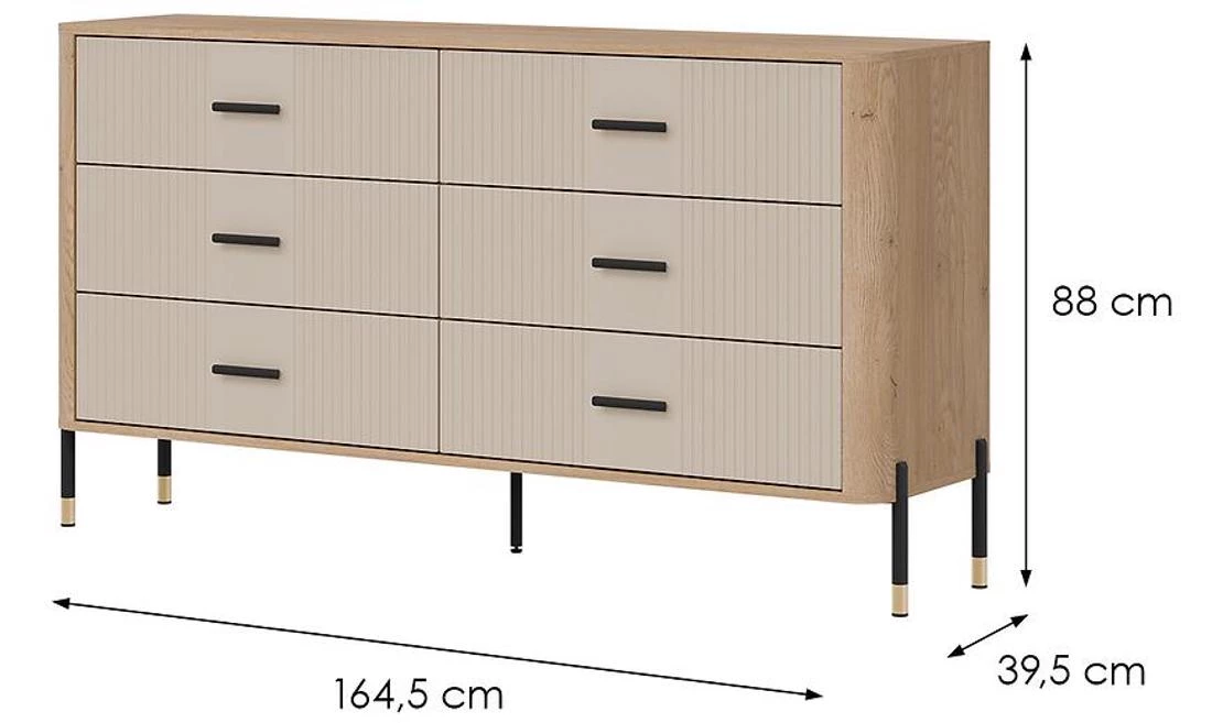 Dante Dt05 komoda 164,5x39,5x88 hrast/kašmir