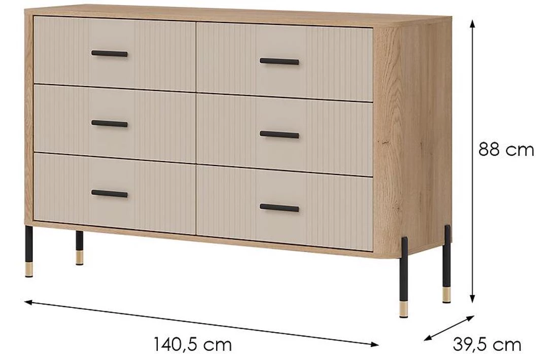 Dante Dt04 komoda 140,5x39,5x88 hrast/kašmir