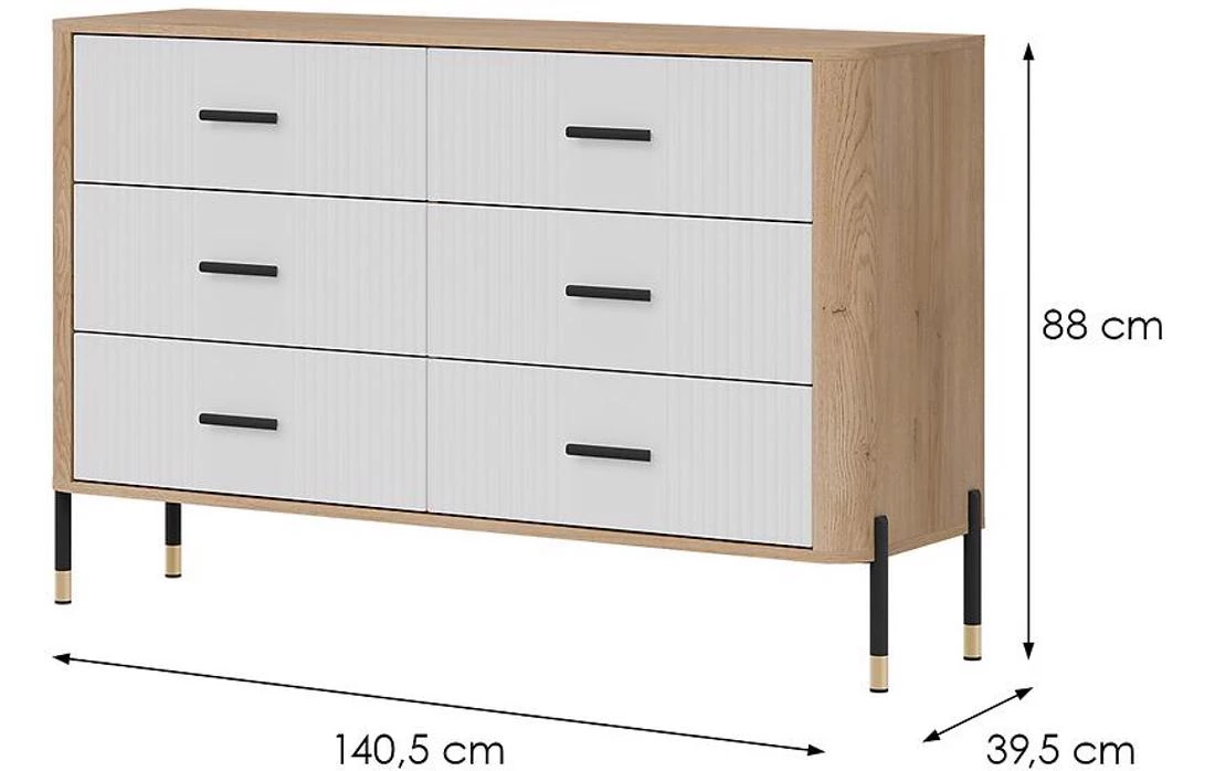 Dante Dt04 komoda 140,5x39,5x88 hrast/bela