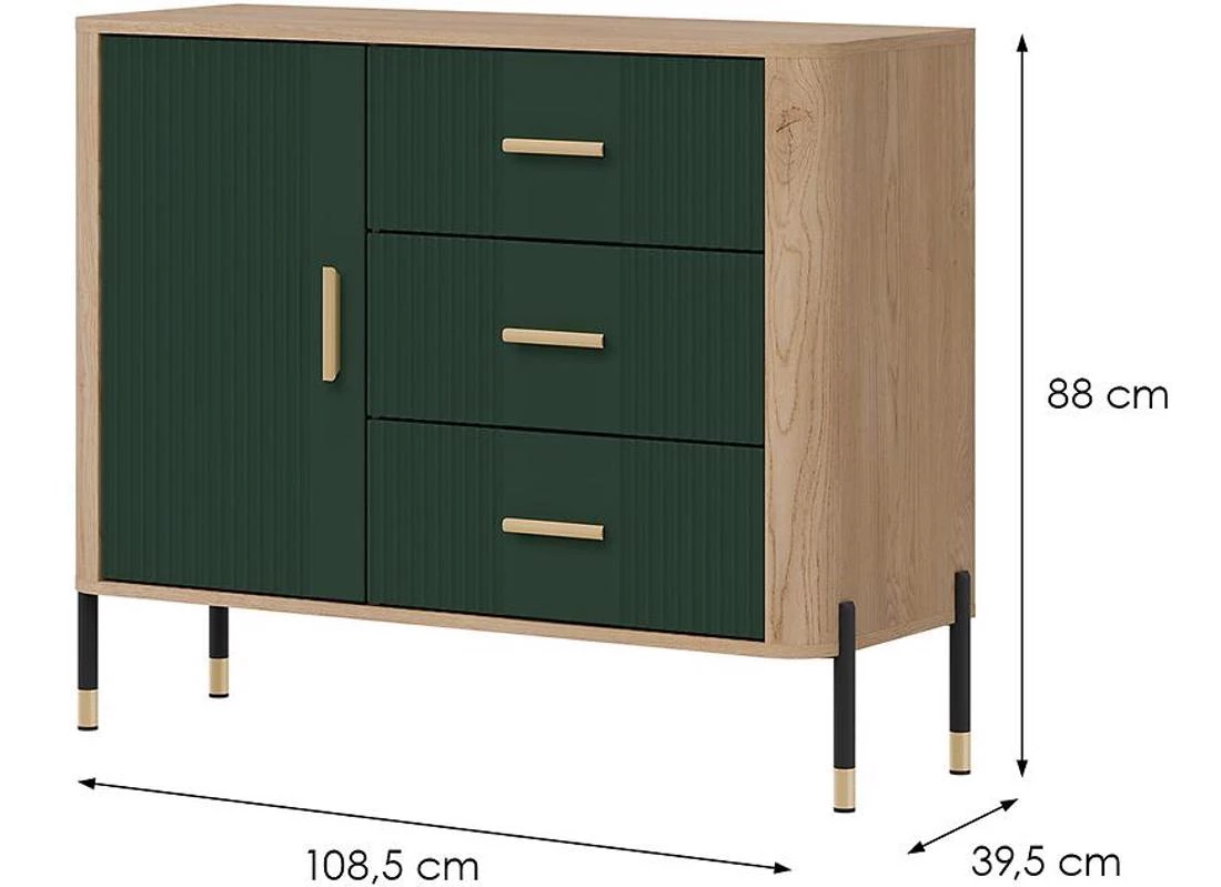 Dante Dt03 komoda 108,5x39,5x88 hrast/zelena