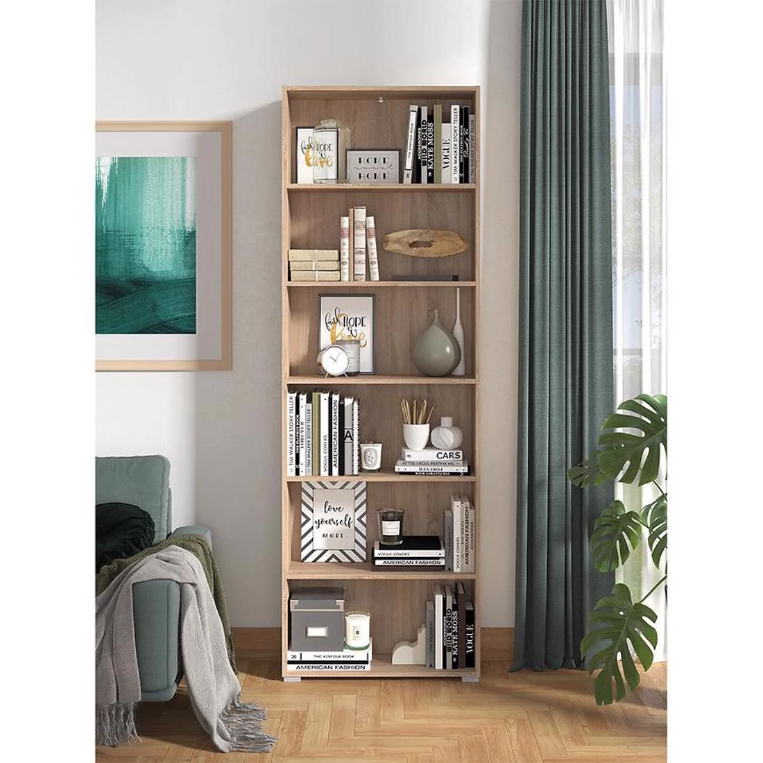 Tomar 6 police za knjige 70,2x26,6x211,4 natur
