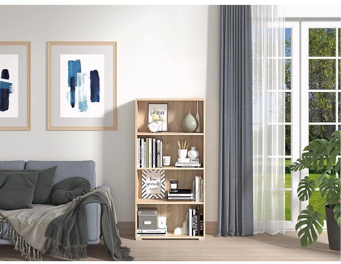 Tomar 4 police za knjige 70,2x24,6x142,2 natur