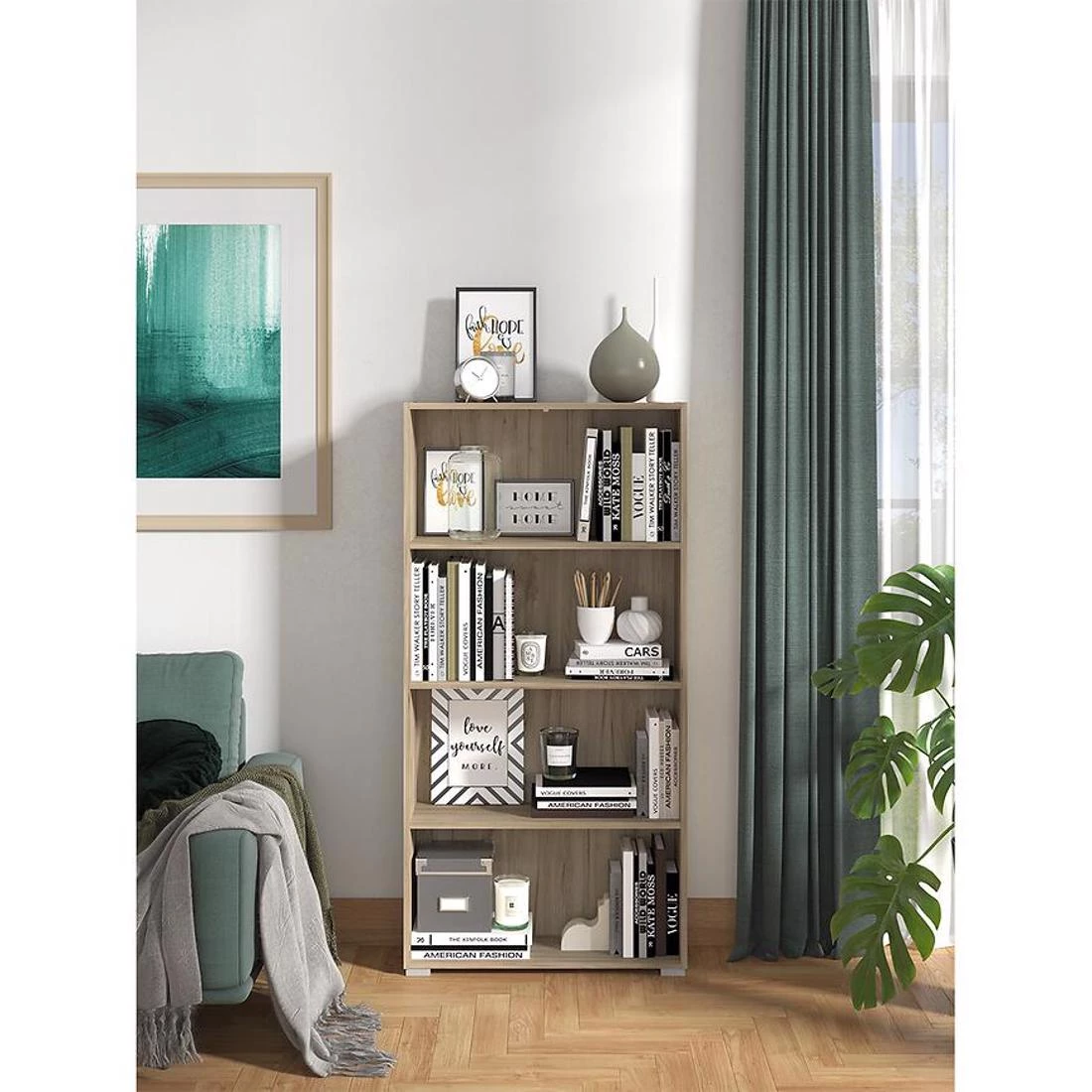 Tomar 4 police za knjige 70,2x24,6x142,2 sivi hrast