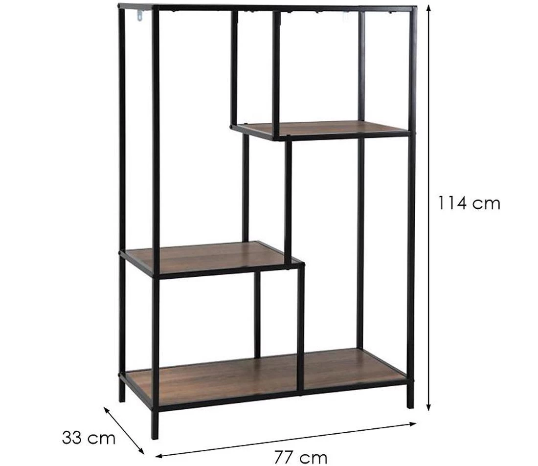 Compton 31333I 4T polica za knjige 77x33x114 natur/crna