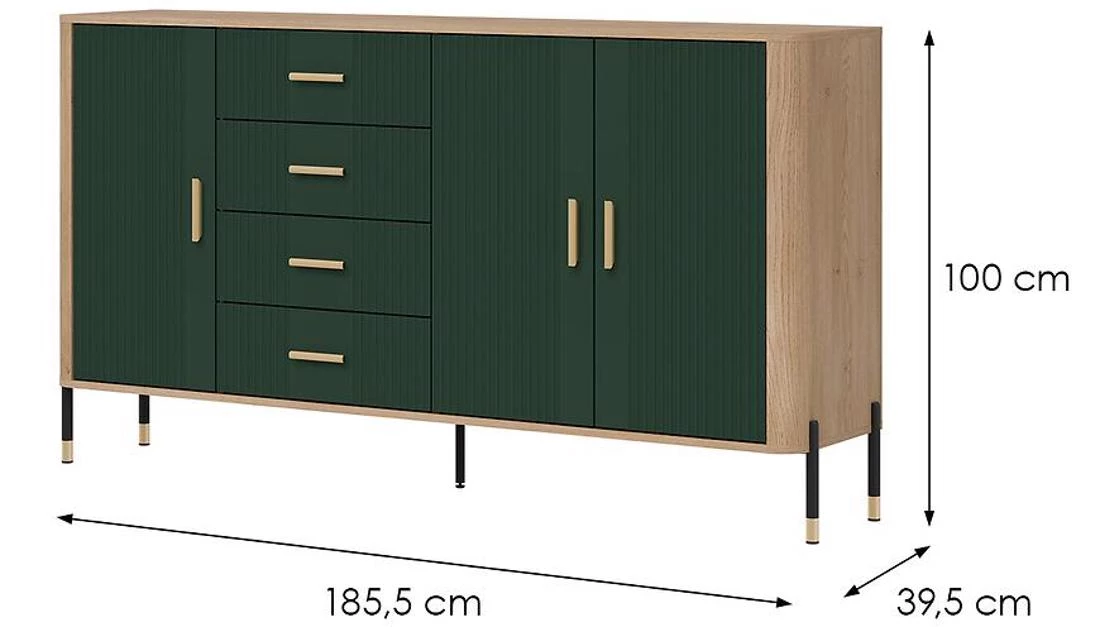 Dante Dt10 komoda 185,5x39,5x100 hrast/zelena