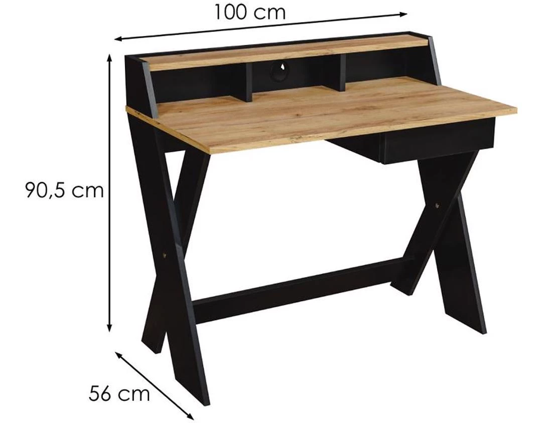 Cruz radni sto 100x56x90,5 cm zlatni zanatski hrast /crni
