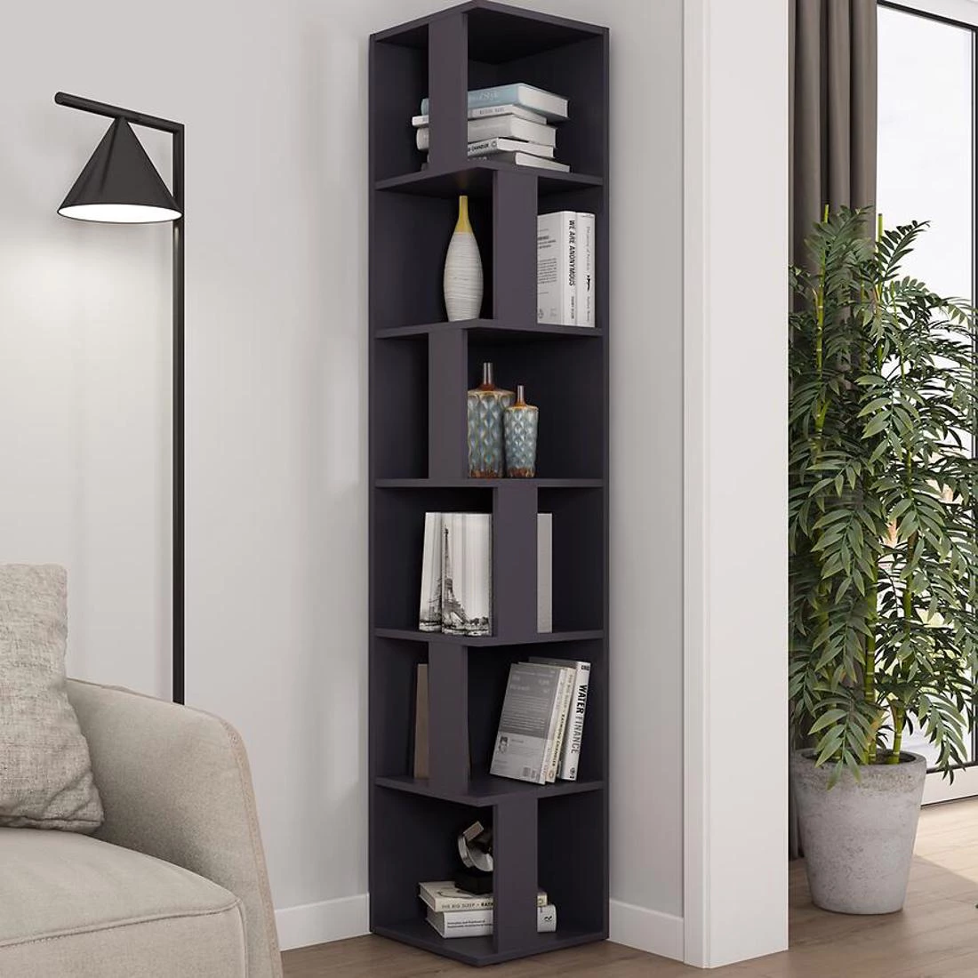 Tower polica za knjige 33,8x33,8x180,3 grafit