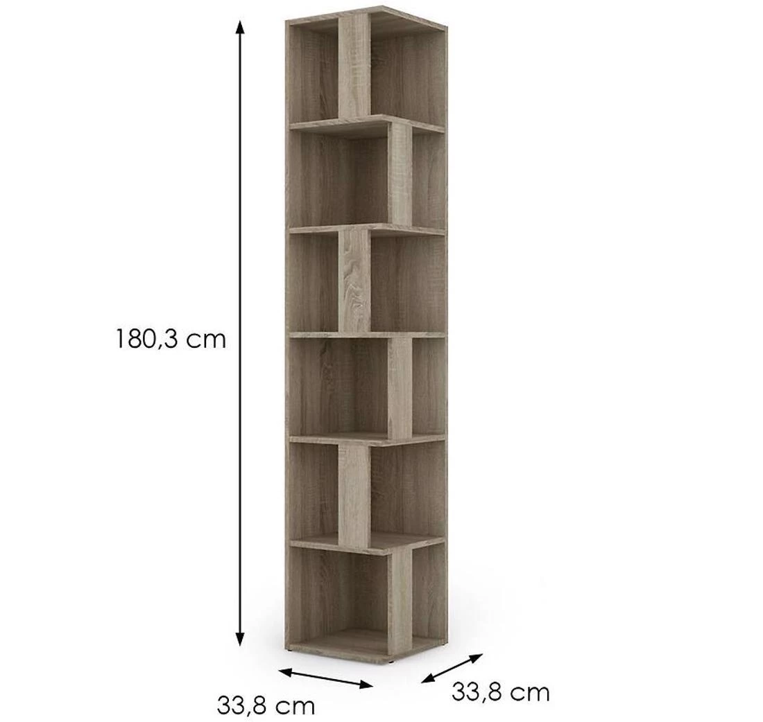Tower polica za knjige 33,8x33,8x180,3 hrast