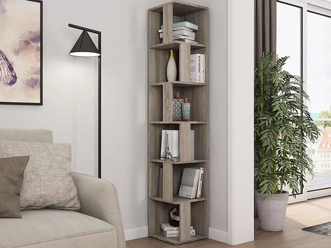 Tower polica za knjige 33,8x33,8x180,3 hrast