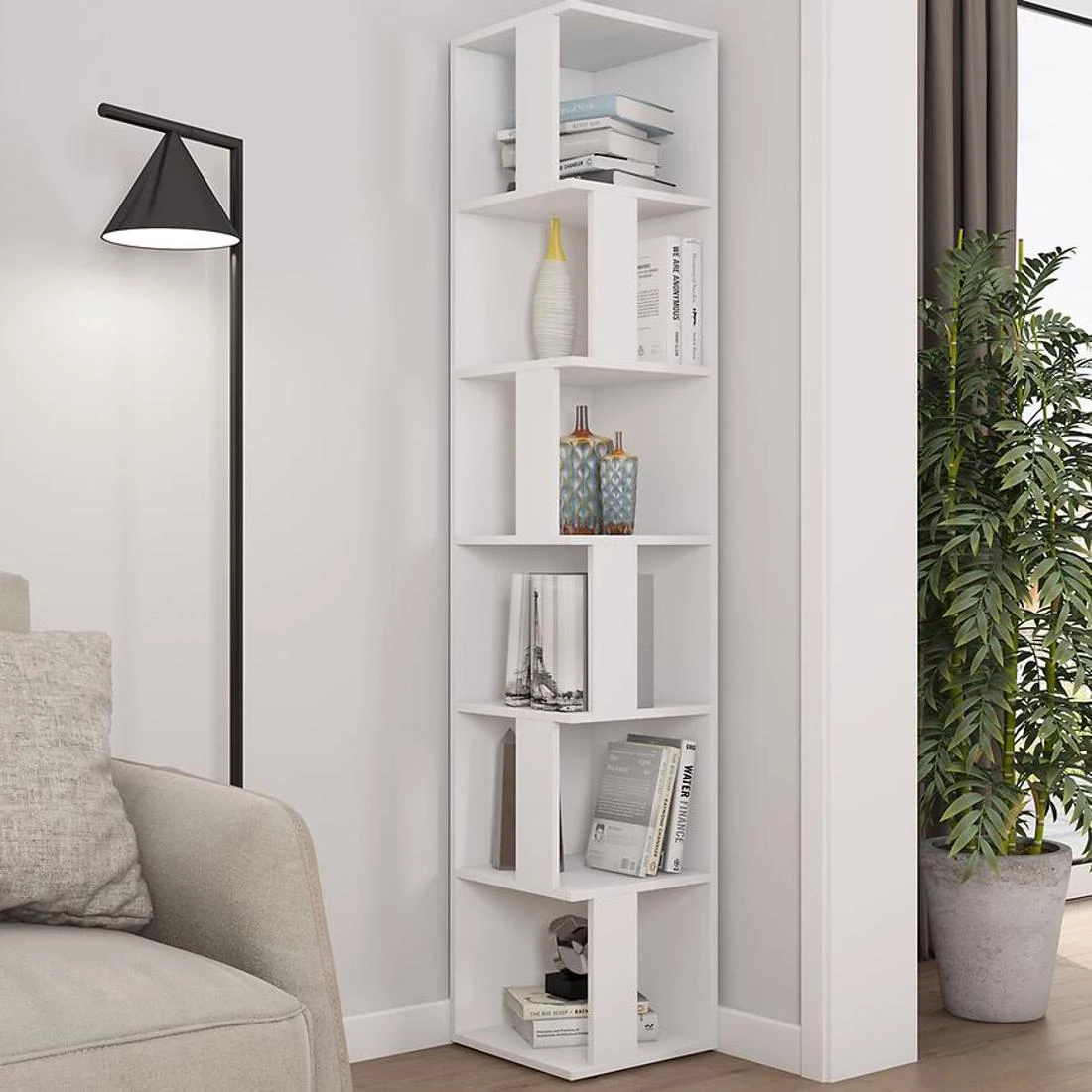Tower polica za knjige 33,8x33,8x180,3 bela