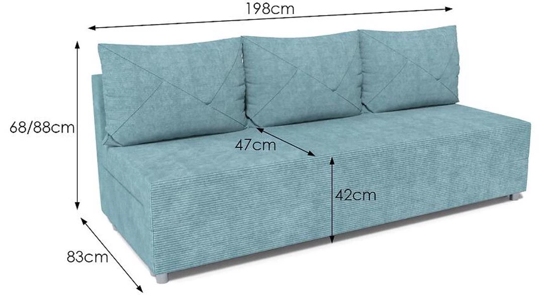 Fiore Poso 26 Paros 26 trosjed s ležajem i prostorom za odlagnje 281x120x90 cm plavi