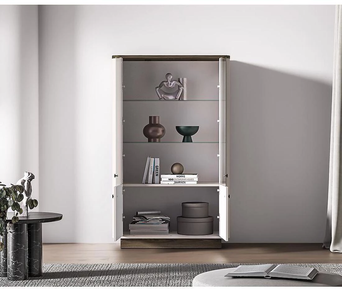 Vilavio vitrina 92x40x150 hrast/kašmir
