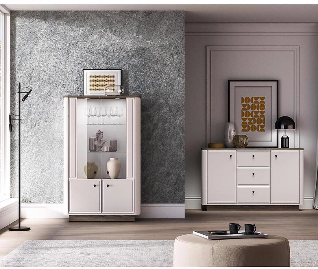 Vilavio vitrina 92x40x150 hrast/kašmir