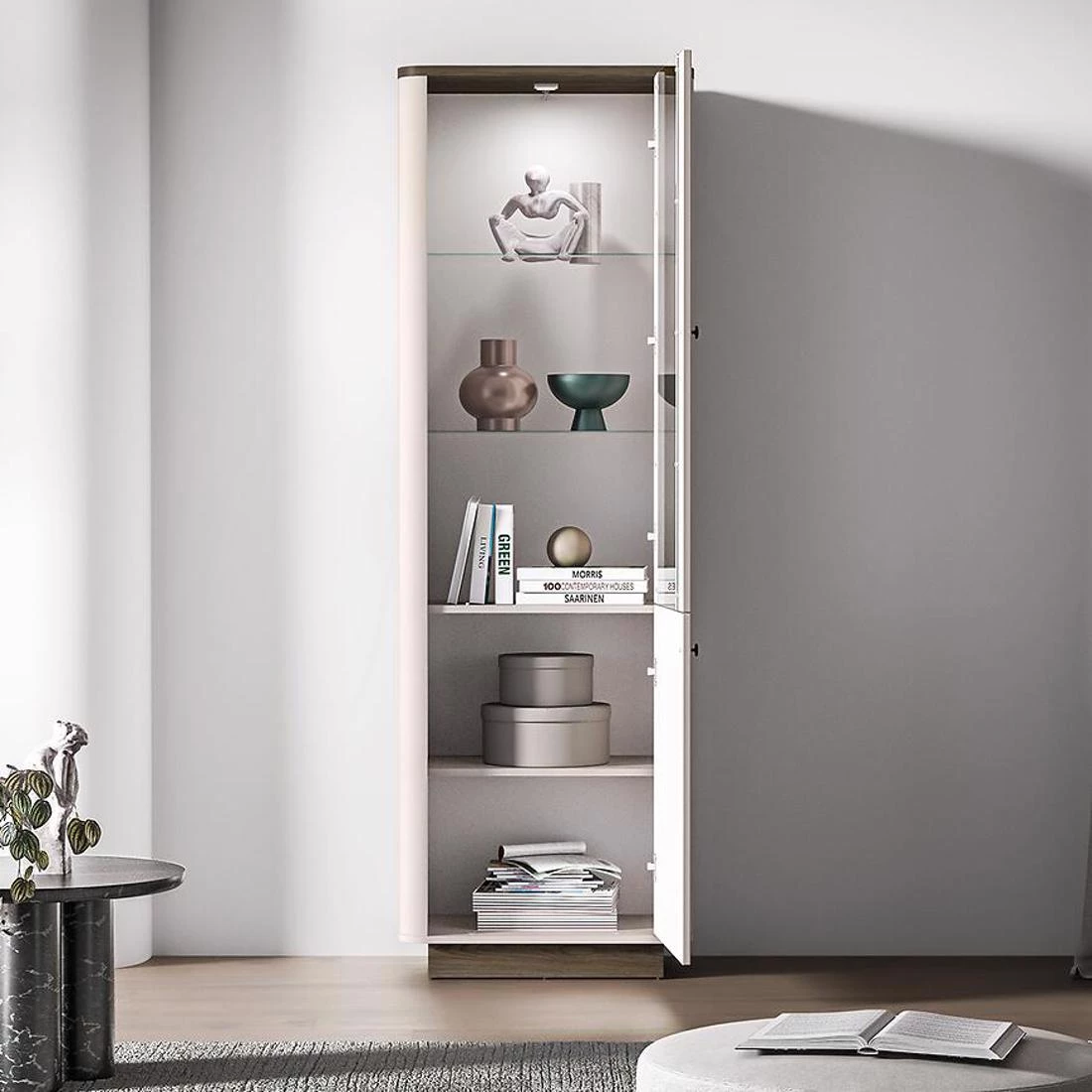 Vilavio vitrina 65x40x200 hrast/kašmir