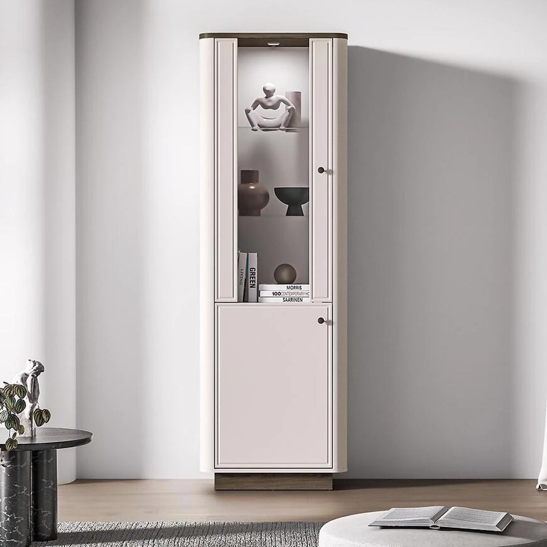 Vilavio vitrina 65x40x200 hrast/kašmir