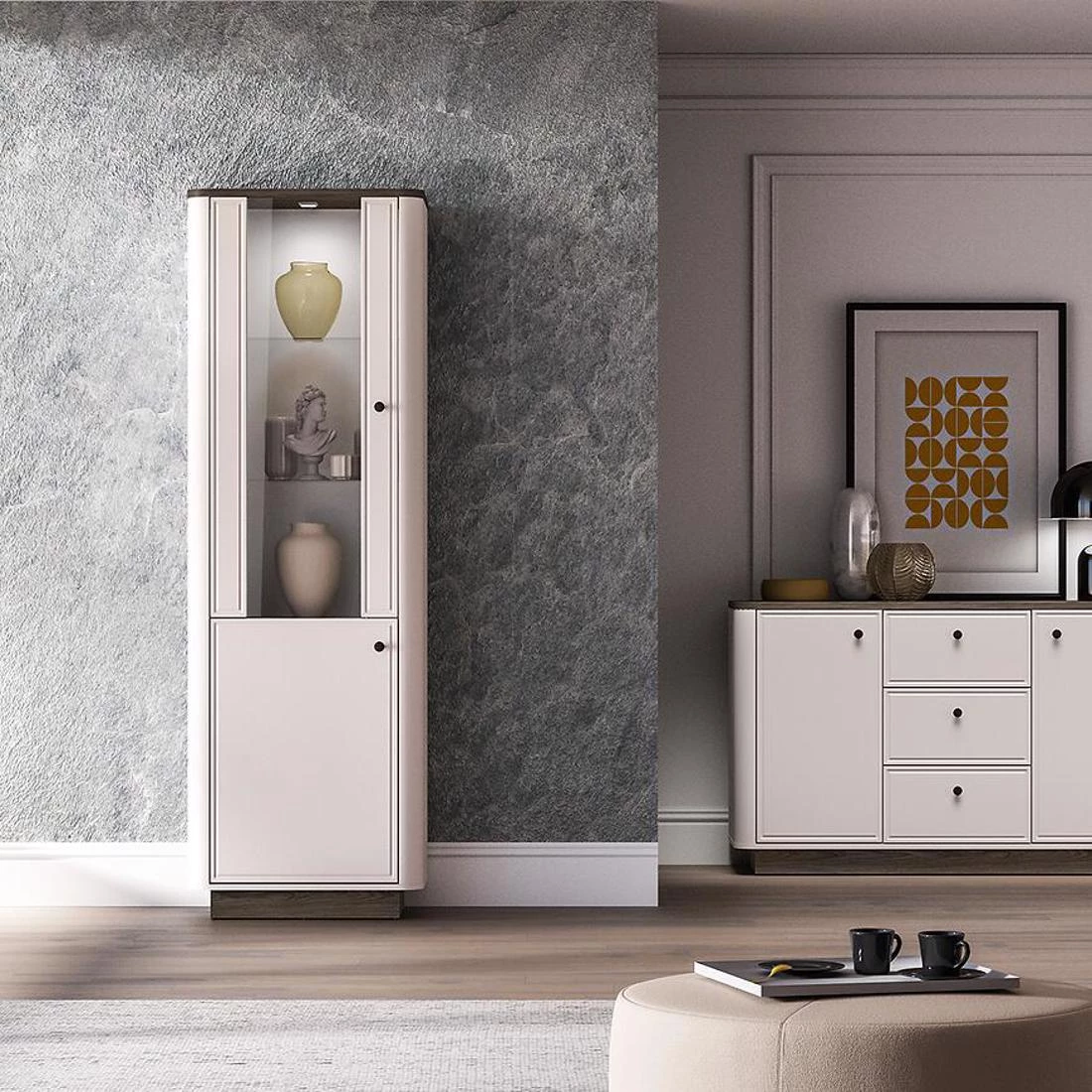 Vilavio vitrina 65x40x200 hrast/kašmir