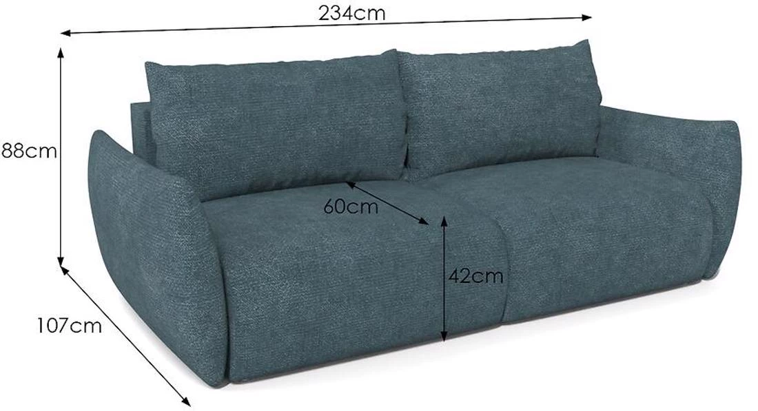 Isadoria Astra 14 trosjed s ležajem i prostorom za odlagnje 240x107x90 cm plavi