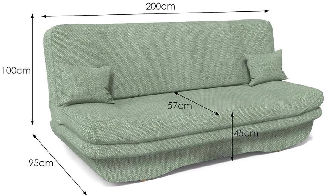 Grzes Brego 34 trosed s ležajem i prostorom za odlaganje 200x95x100 cm zeleni
