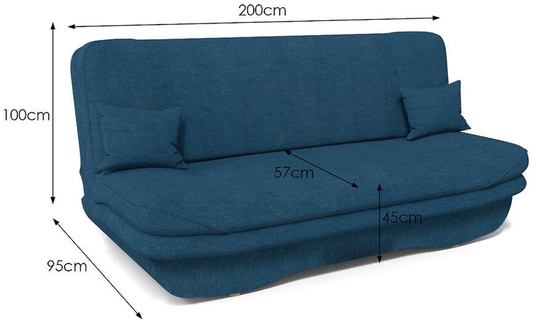 Grzes Brego 86 trosed s ležajem i prostorom za odlaganje 200x95x100 cm plavi