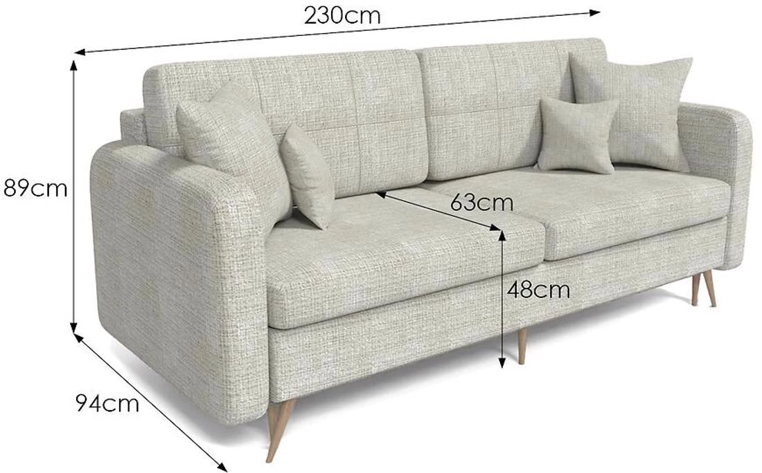 Prince Cremona 02 trosed s ležajem i prostorom za odlaganje 230x94x89 cm bež