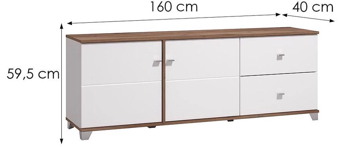 TV stalak 160x40x59,5 beli/hrast