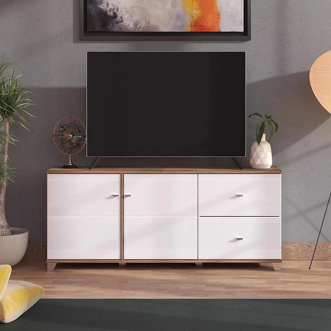 TV stalak 160x40x59,5 beli/hrast