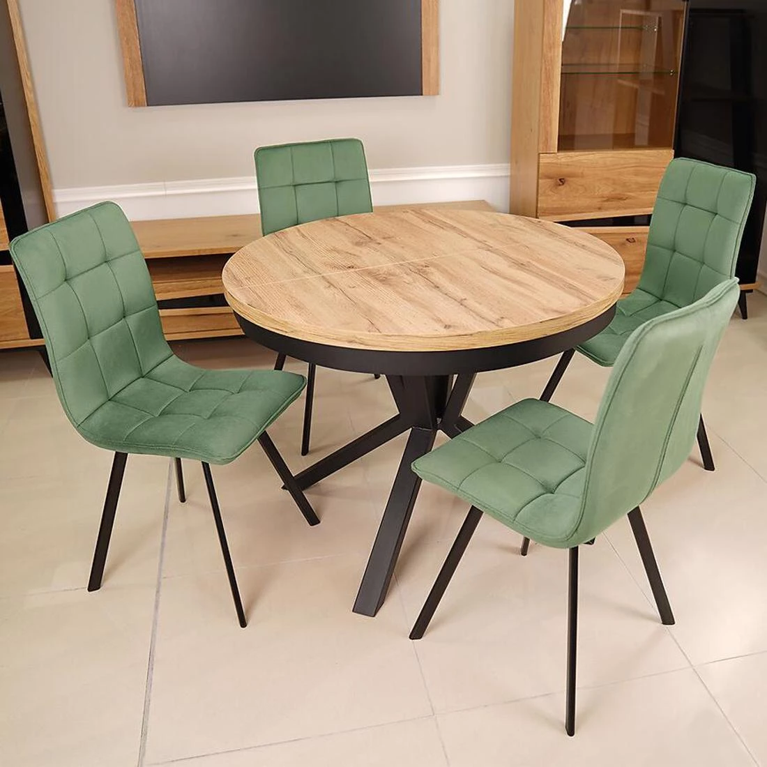 Orest Set sto i stolica 1+4 100x100(200)x76 votan/crno