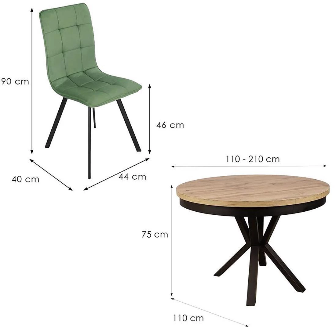 Orest Set sto i stolica 1+4 100x100(200)x76 votan/crno