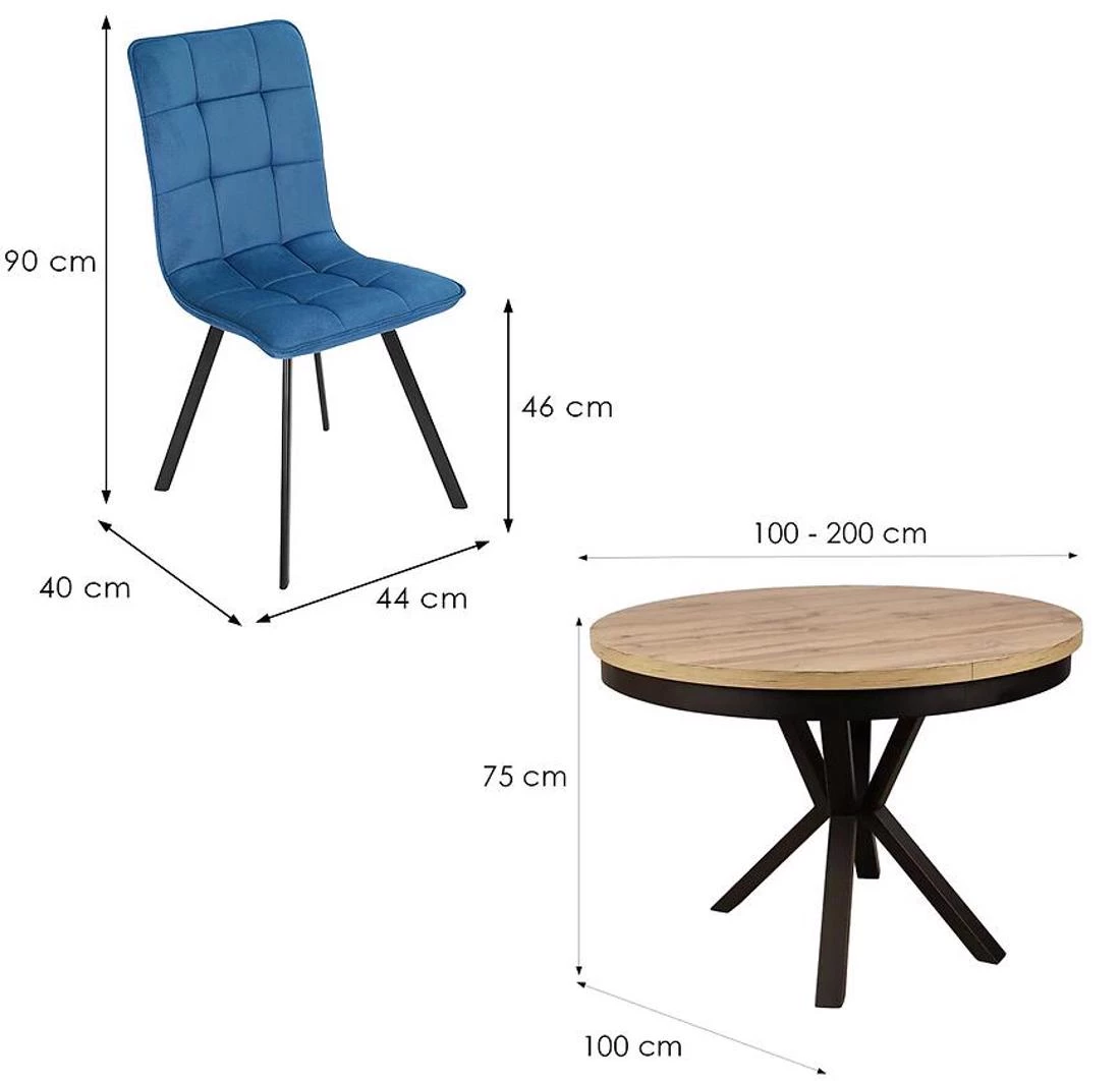 Saba set sto i stolica 1+4 100x100(200)x76 votan/crno
