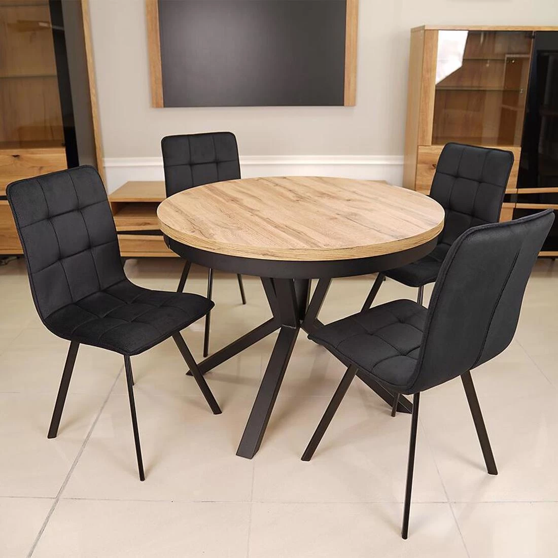 Bruno set sto i stolica 1+4 100x100(200)x76 votan/crno