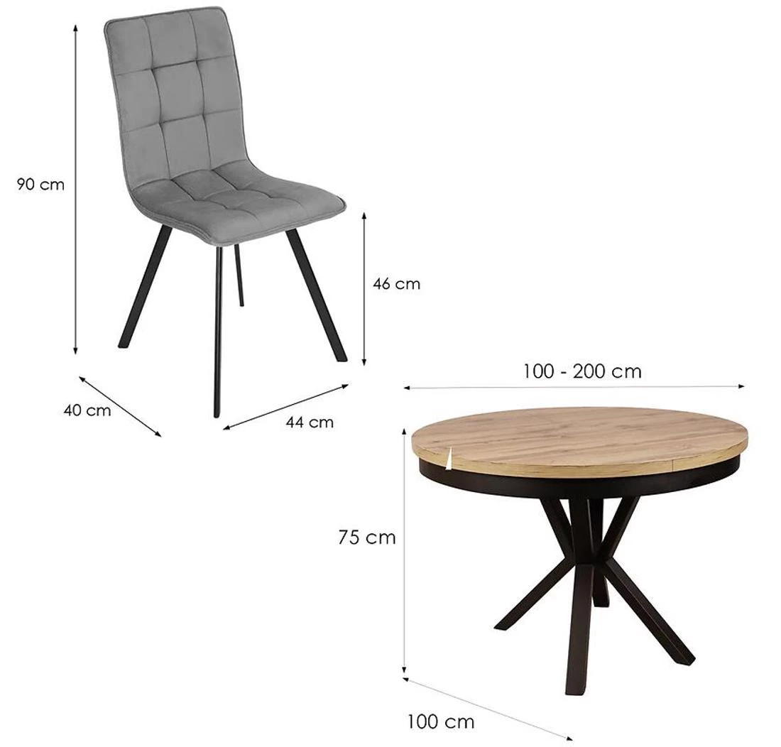 Marika set sto i stolica 1+4 100x100(200)x76 votan/crno