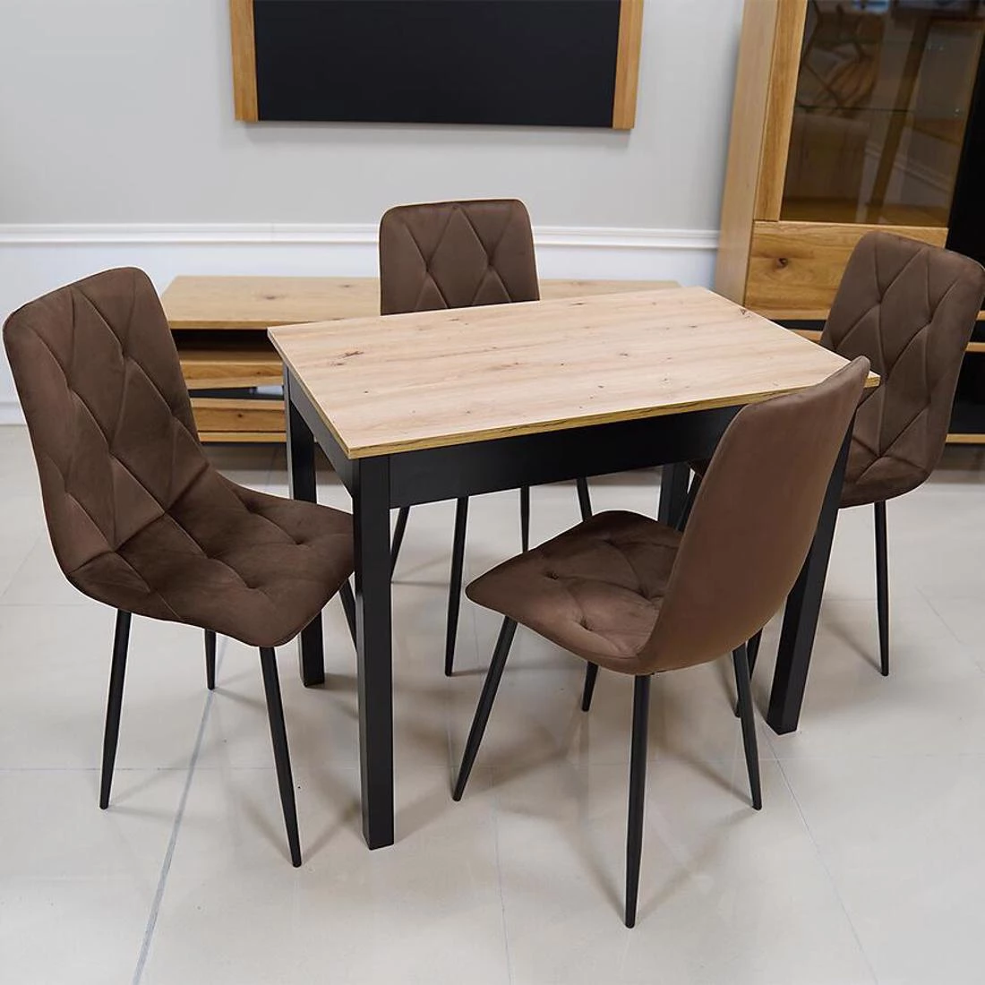 Fido set sto i stolica 1+4 60x100x75 hrast/crno