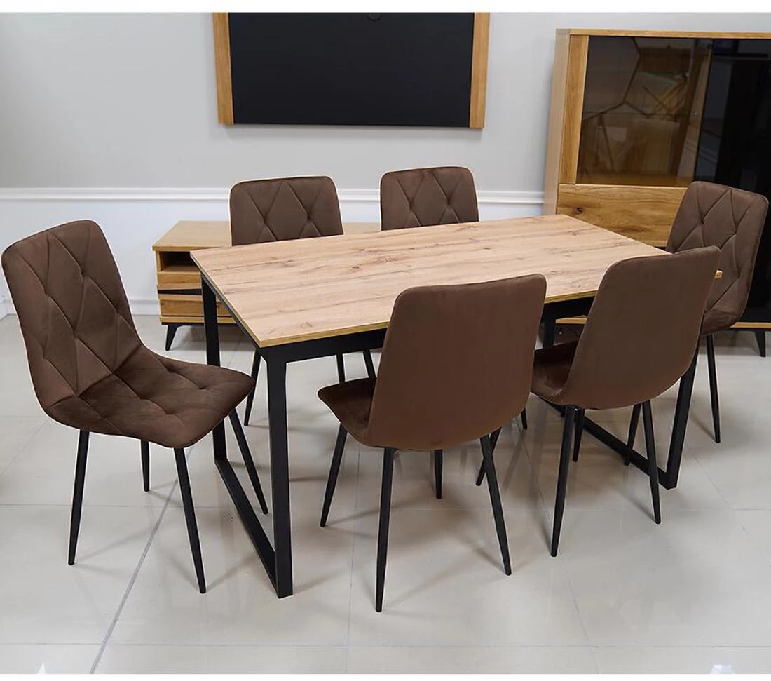 Wiesiu set sto i stolica 1+6 80x140(180)x75 votan/crno