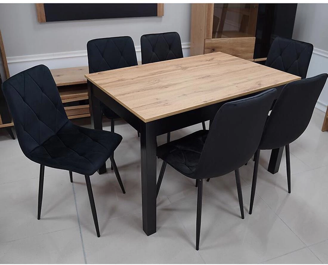 Sabina set sto i stolica 1+6 80x140(180)x75 votan/crno