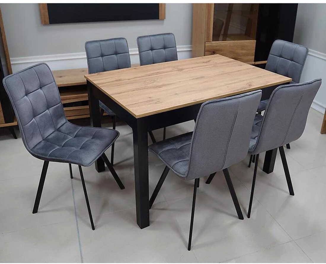 Auri set sto i stolica 1+6 80x140(180)x75 votan/crno