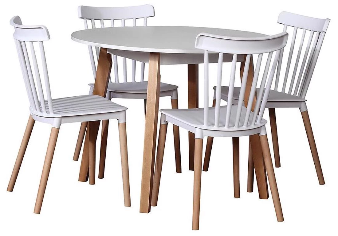 Monti set sto i stolica 1+4 80x90x77 bela/prirodna bukva