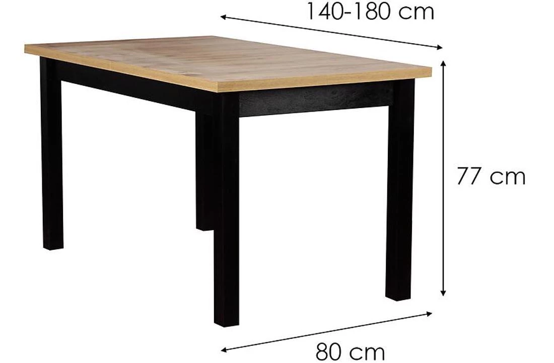 Artemida set sto i stolica 1+6  80x140(180)x77 votan/crna