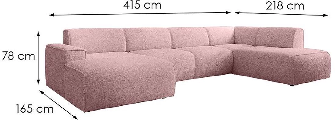 Pado U Now or Never 61 ugaona garnitura 415x218x78 cm roza desna