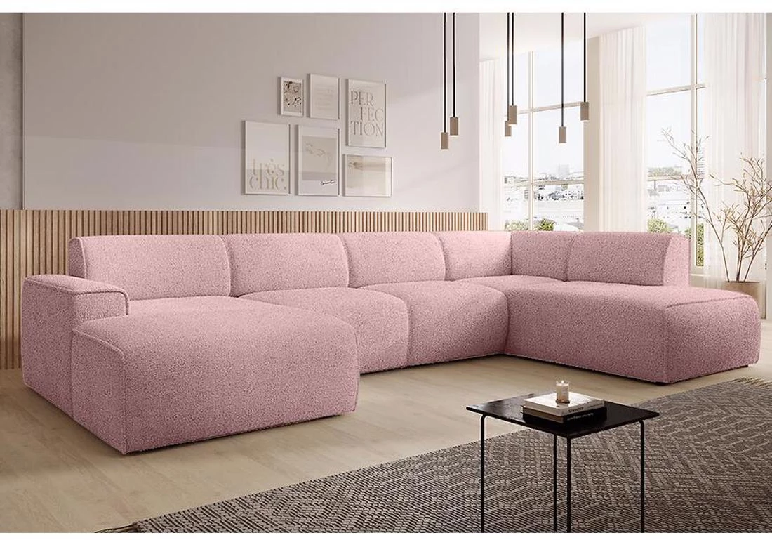 Pado U Now or Never 61 ugaona garnitura 415x218x78 cm roza desna