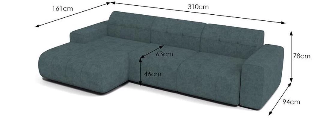 Napoli Astra 14 ugaona garnitura 310x165x78 cm plava lijeva