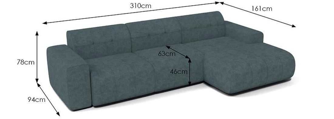 Napoli Astra 14 ugaona garnitura 310x165x78 cm plava desna
