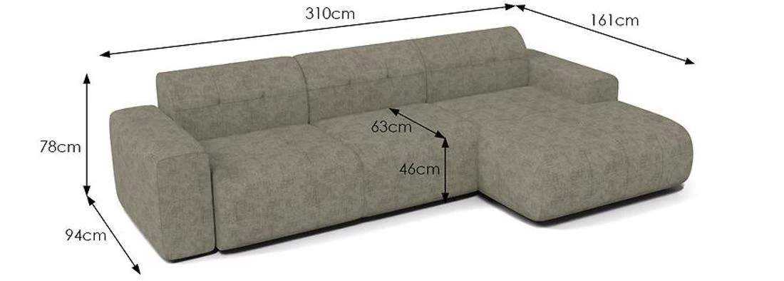 Napoli Astra 4 ugaona garnitura 310x165x78 cm bež desna