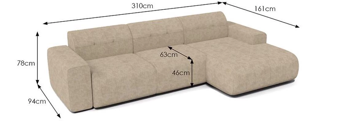 Napoli Astra 2 ugaona garnitura 310x165x78 cm bež desna
