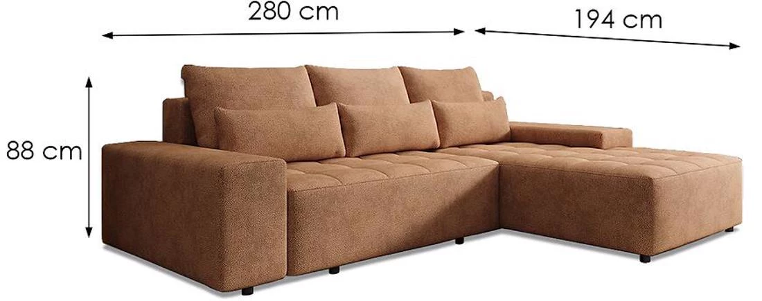 Canada Perfect Harmony 56 ugaoa garnitura sa ležajem i prostorom za odlaganje 280x194x88 cm narancas