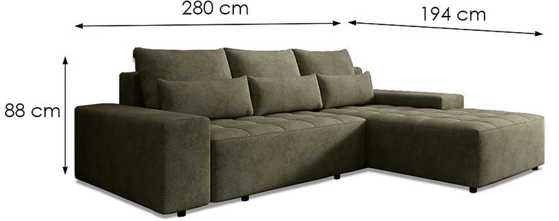 Canada Perfect Harmony 39 ugaoa garnitura sa ležajem i prostorom za odlaganje 280x194x88 cm zelena r