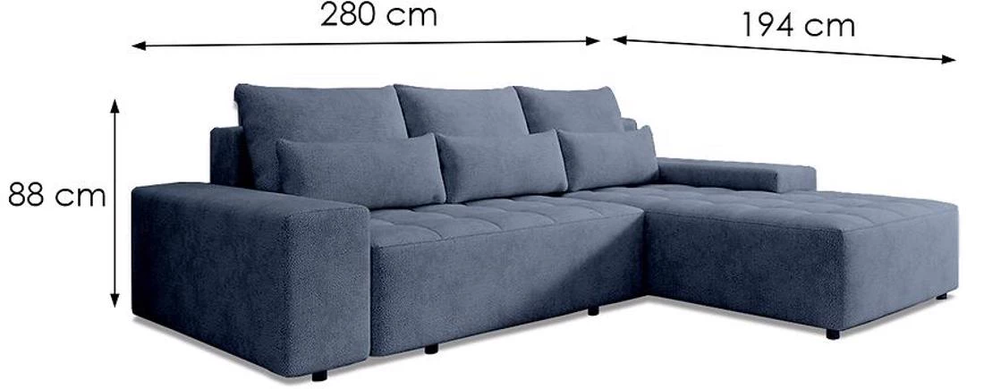 Canada Perfect Harmony 77 ugaoa garnitura sa ležajem i prostorom za odlaganje 280x194x88 cm plava re