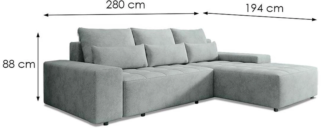 Canada Perfect Harmony 72 ugaoa garnitura sa ležajem i prostorom za odlaganje 280x194x88 cm svijetlo
