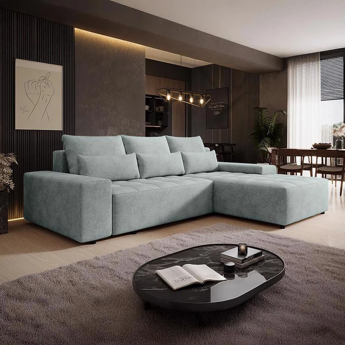 Canada Perfect Harmony 72 ugaoa garnitura sa ležajem i prostorom za odlaganje 280x194x88 cm svijetlo