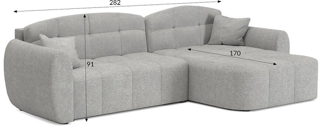 Divo Raven 06 ugaona garnitura sa ležajem i prostorom za odlaganje 282x170x91 cm siva univerzalna