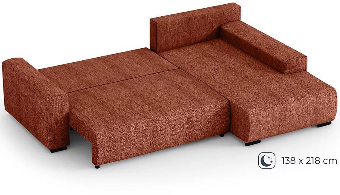 Benny L Modesto 483 ugaona garnitura sa ležajem i prostorom za odlaganje 270x186x81 cm narancasta de